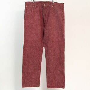 Levis 501 White Oak Cone Denim Cotton Mens Button Fly Red Jeans, 40x32